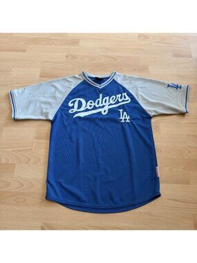 Stitches  Los Angeles Dodgers Shirt Mens Large Blue Gray Jersey Pullover  MLB